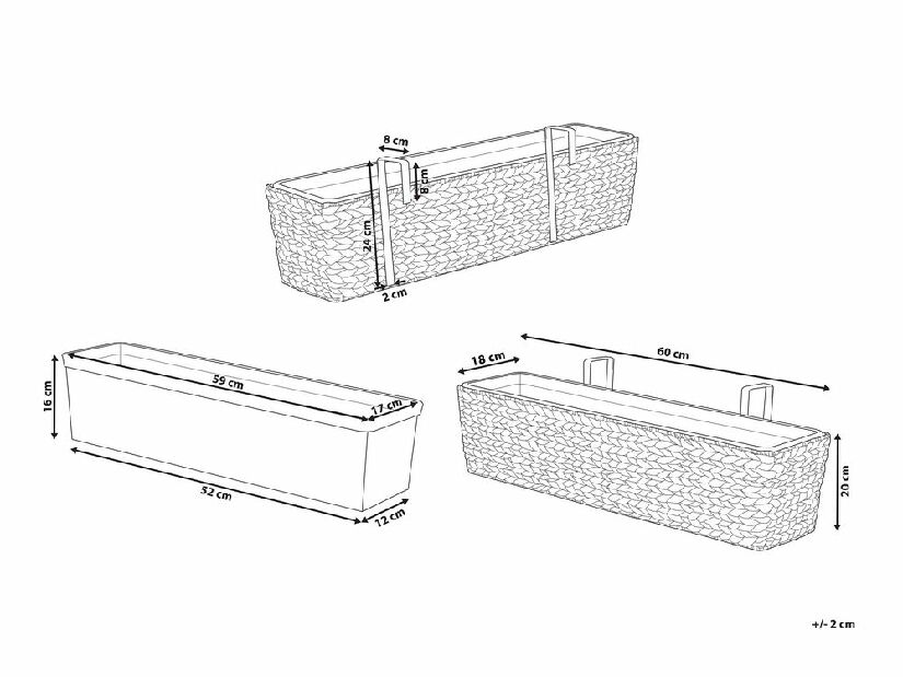 Ghiveci KAWAS 20x60x18 cm (bej)