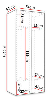 Šatníková skriňa Towiro Slim 2D (čierna) *výpredaj