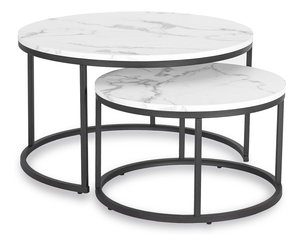 Set stolića za kavu (2 kom.) Delito Max (bijeli mramor + crna) 