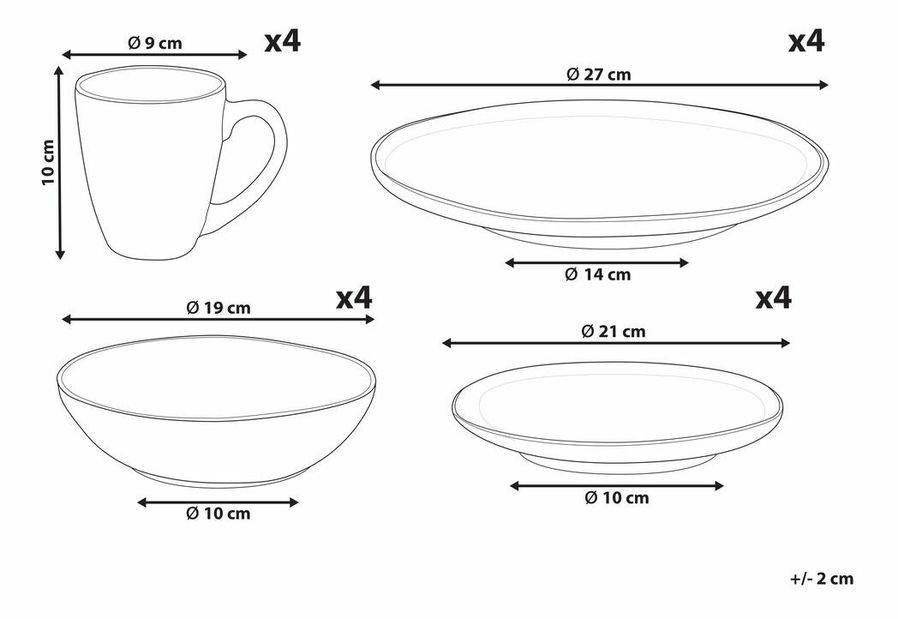 Set vase 16 buc Junza (albastru)