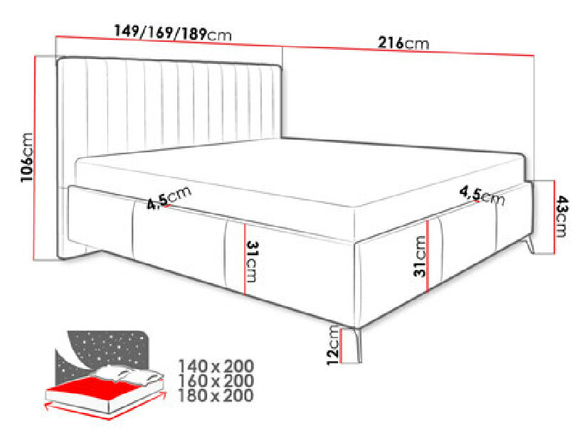 Manželská posteľ 160 cm Lizoo (sivá) (s roštom)