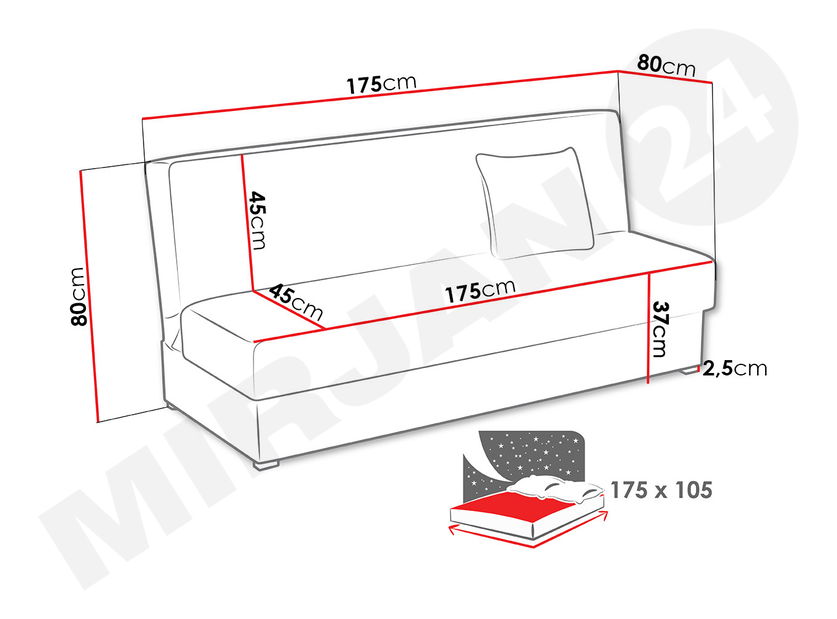 Sofa na razvlačenje Leo (Enjoy 17 + sivi cikcak)