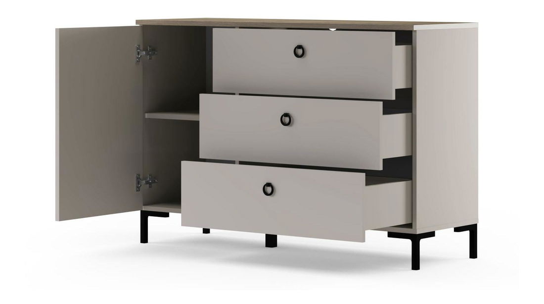 Komoda Demandaron 1 (taupe + hrast silverjack) 