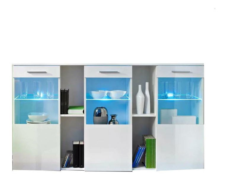 Vitrina Delila 23 WW DS (bijela + sjaj bijeli) (s rasvjetom) 