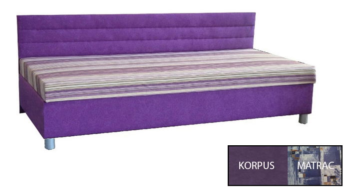 Jednolôžková posteľ (váľanda) 120 cm Etile 1 (so sendvičovým matracom) (tmavofialová + vzor) *výpredaj