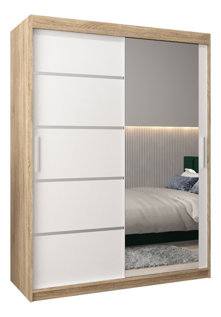 Dulap de haine 150 cm cu oglindă Verika 2 150 (stejar sonoma + alb)