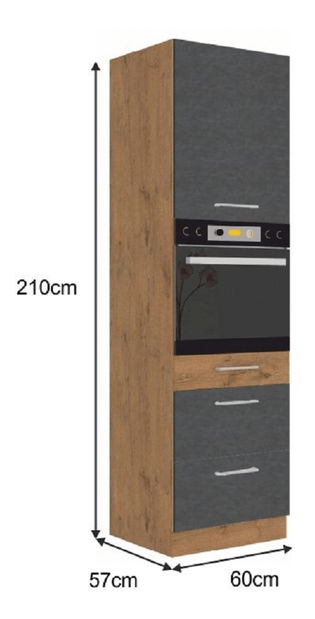 Kuhinjski ormarić za aparate 60 DPS Tempo Kondela Velaga (siva mat + hrast lancelot)