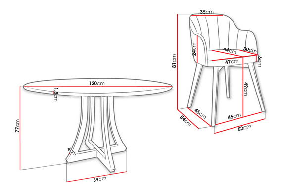 Set mobilier sufragerie (pentru 4 persoane) Descartes 120 (bej deschis + alb + negru)