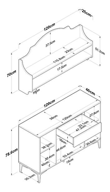 Komoda Jelena 138B (biela + orech) 