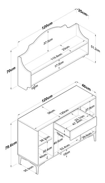 Komoda Jelena 138B (biela + orech) 