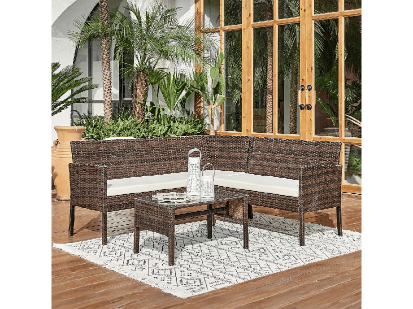 Set mobilier de grădină Farial 210998 (maro + bej) (pentru 5 persoane)