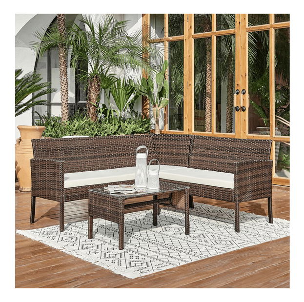 Set mobilier de grădină Farial 210998 (maro + bej) (pentru 5 persoane)