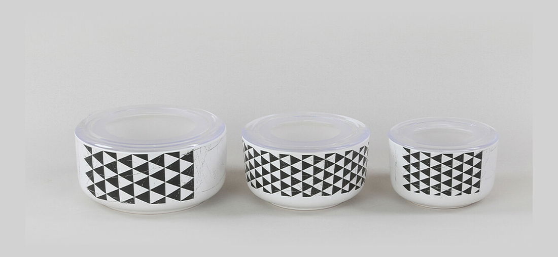 Set posuda za hranu (6 kom.) Turman (bijela + crna)