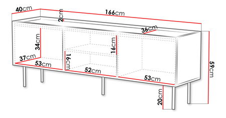 Dulap TV Grotzi 165 3D (Alb + Negru) 