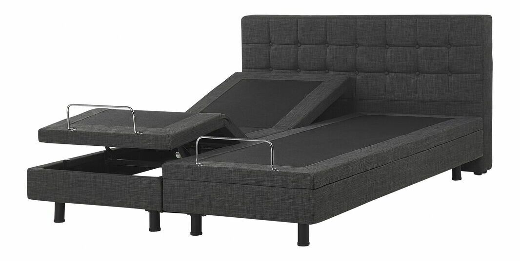 Manželská posteľ 160 cm DUCHE (látka) (sivá) (s roštom)