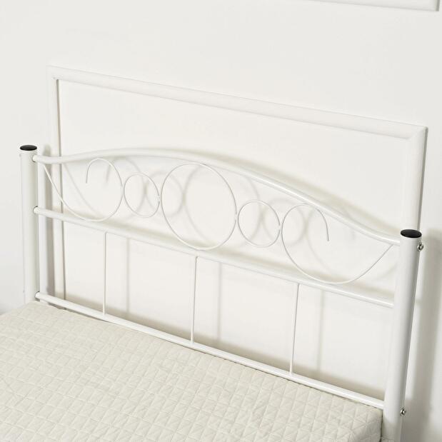 Kovová posteľ 90 cm Granjeros (biela) (s roštom)