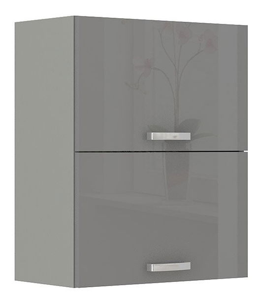 Horná kuchynská skrinka Milo 60 GU-72 (sivá + sivý lesk)
