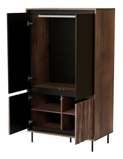 Ruhásszekrény Sting S1 (dió + fekete)