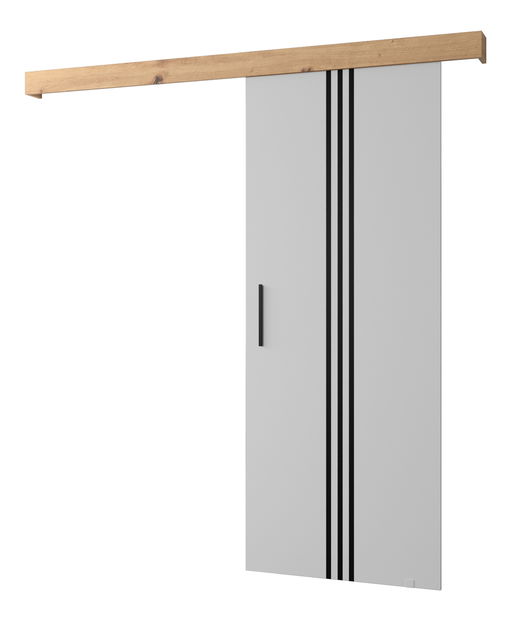 Uși culisante 90 cm Sharlene V (alb mat + stejar artisan + negru)