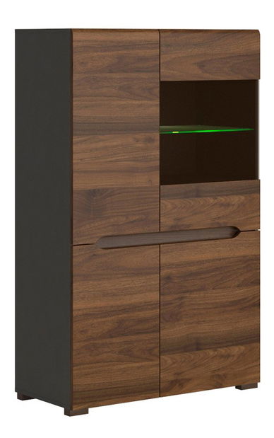 Vitrína BRW Elpasso REG1W3D/14/9 (Sivý wolfrám + Orech kolumbia)