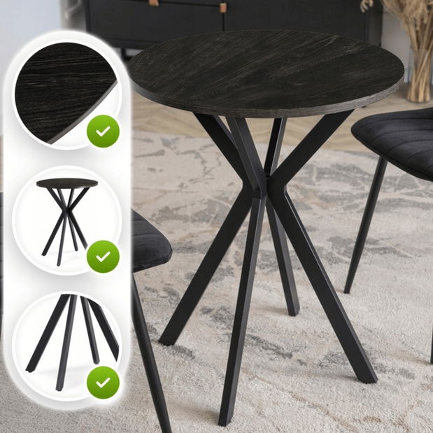 Étkezőasztal Loren 60 (fekete) (4 fő részére)