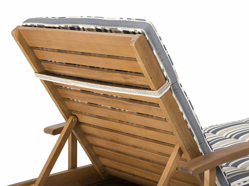 Vrtna ležaljka JAKARTA (drvo) (svijetlo drvo) (s plavo bež jastukom)