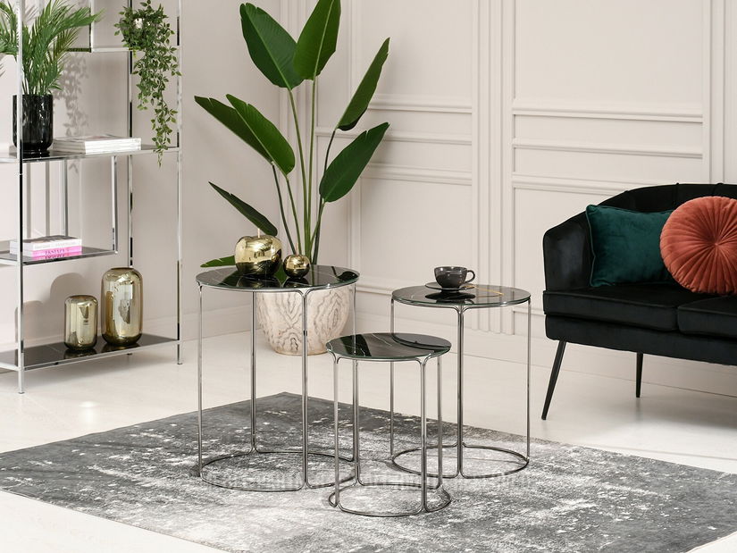 Konferenčný stolík Belianni Zest (čierny mramor + nikel)