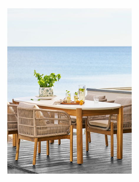 Záhradný stôl Taleria 9 (prírodná + biela)