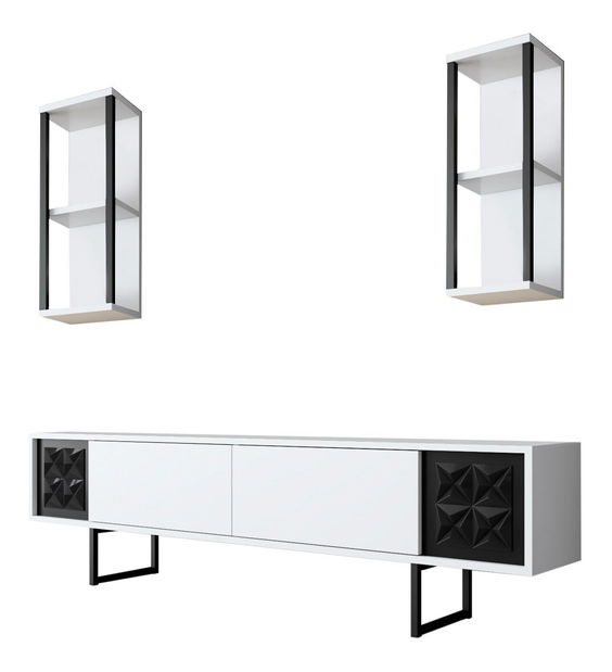 Set mobilier living Buon 2 (alb + negru)
