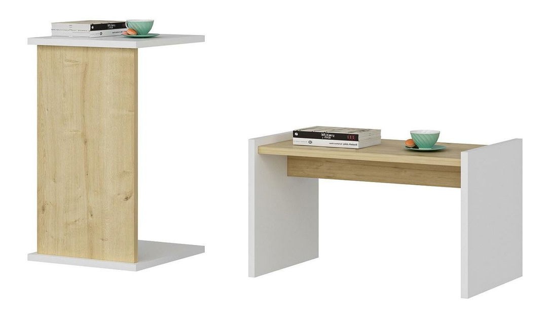 Kézi asztal Tedani (zafír tölgy + fehér)