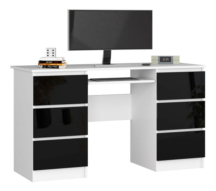 PC stolić Behati (bijela + crni sjaj)