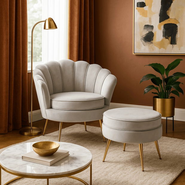 Kreslo Guarida (sivá) (s taburetkou)