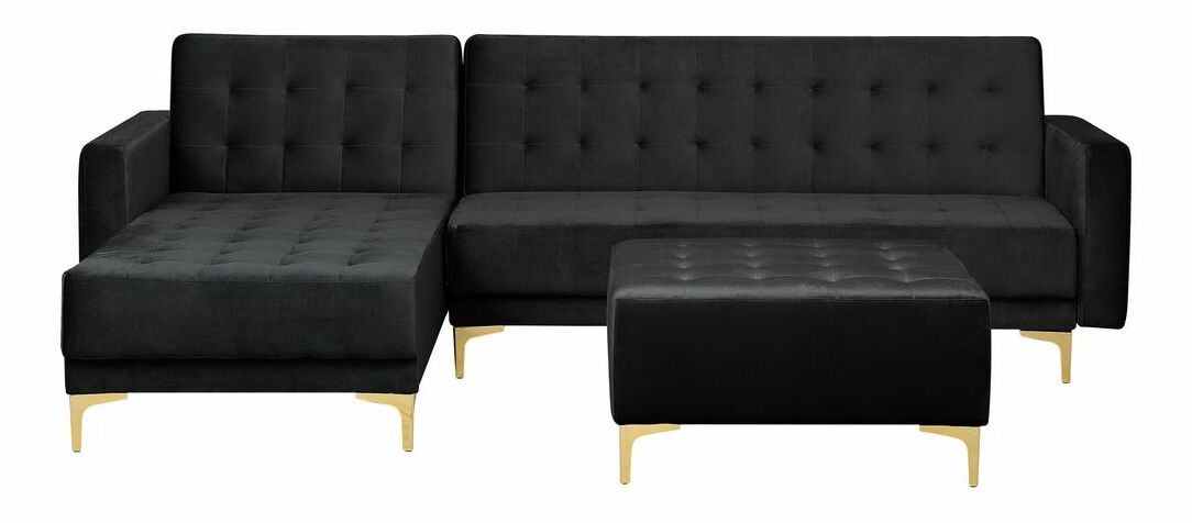 Colțar cu taburete Aberde (Textil negru) (D)