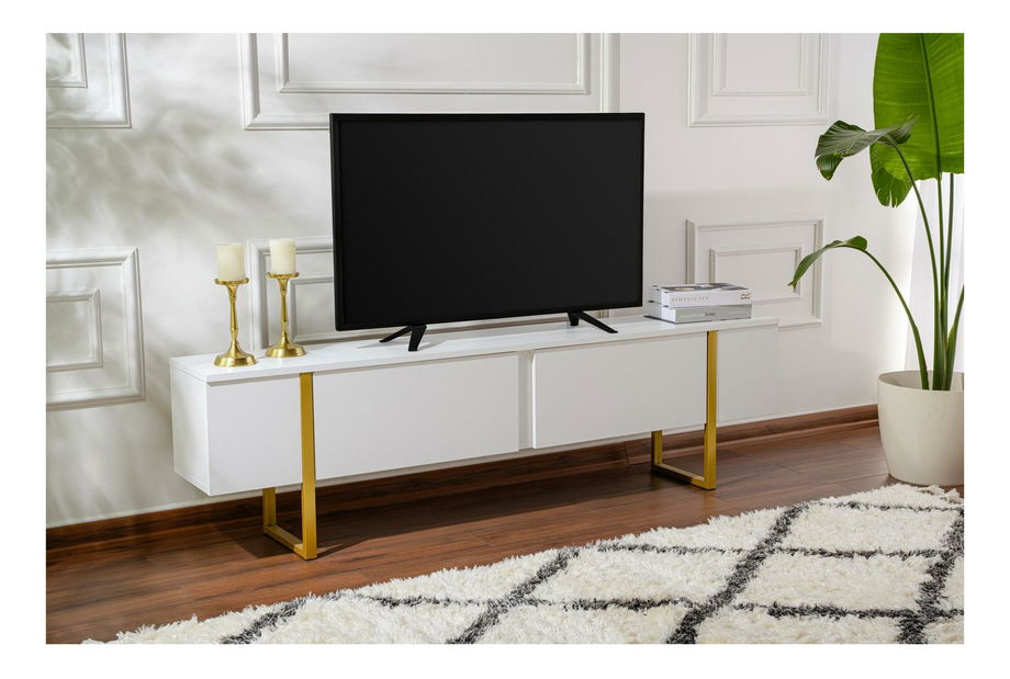 Dulap TV Seronitta (alb + Auriu)