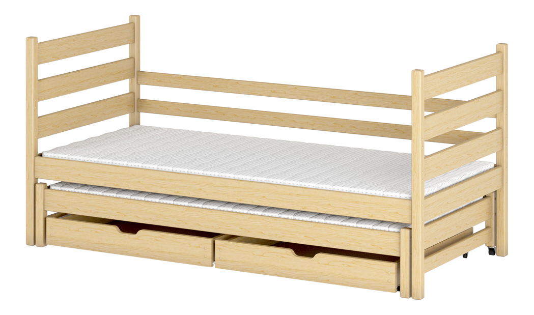 Detská posteľ 90 x 190 cm MONTY (s roštom a úl. priestorom) (borovica)