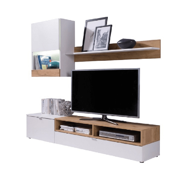 Mobilier living Reynard (alb + stejar auriu)