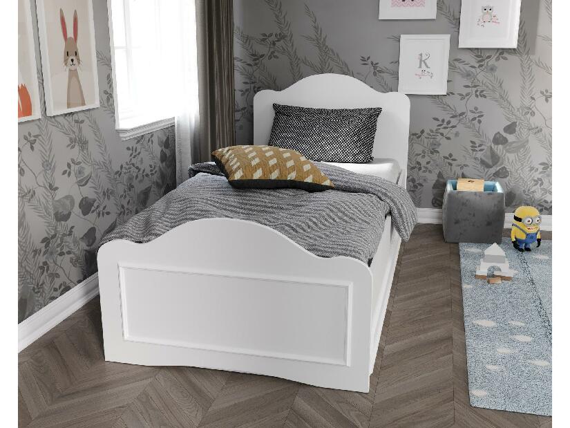 Egyszemélyes ágy 90 cm Povepu (fehér) (ágyráccsal)