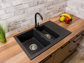 Mosogató Dortuna (fekete + stuktúra) (2 csaplyukkal) (J)