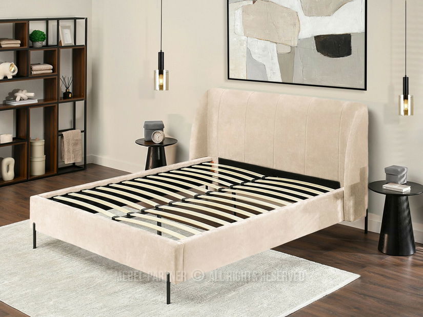 Pat matrimonial 160 cm Apelar (crem + negru)