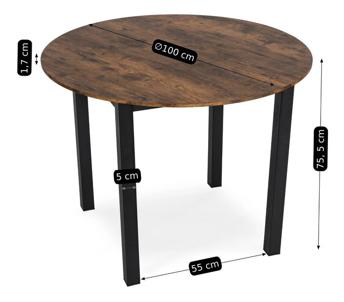 Masă de sufragerie Tienden (stejar rustic) (pentru 4 persoane) *vânzare stoc