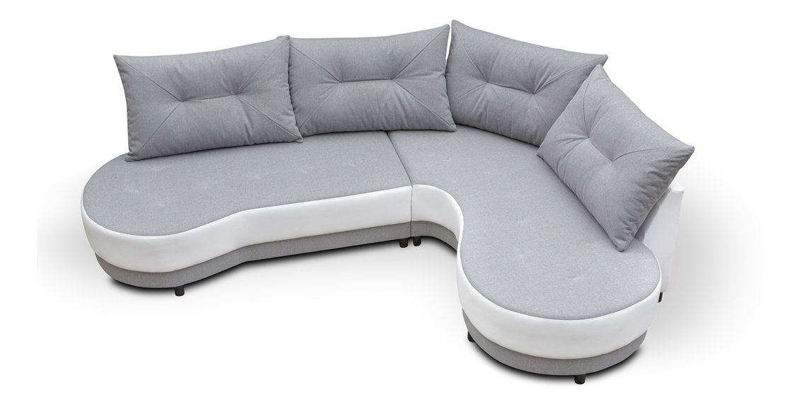 Kutna garnitura- Adam (svijetlosiva + bijela) (D)