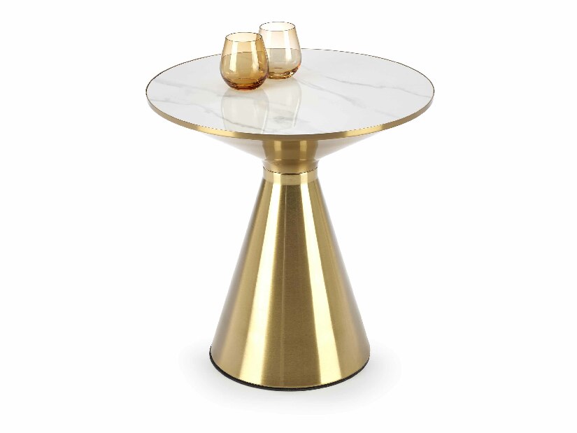 Stolić za kavu Therese (bijeli mramor + zlatna)