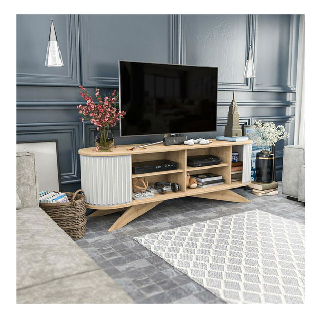 TV asztal/szekrény Stark 180 (zafír tölgy + fehér) 