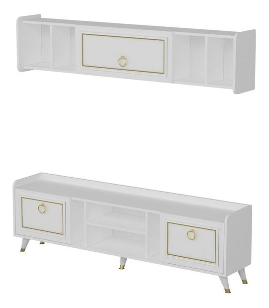 Mobilier living Naleta 2 (alb + auriu) 