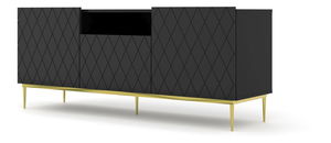 TV szekrény/asztal Dintanna 145 (fekete + matt fekete)