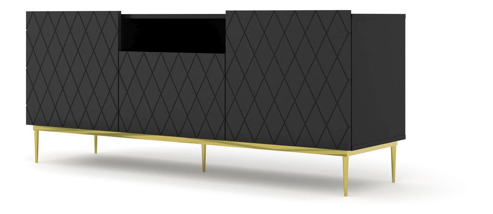 TV szekrény/asztal Dintanna 145 (fekete + matt fekete)