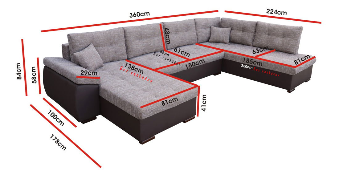 Rohová sedačka U Nebula (sivá + biela) (P)