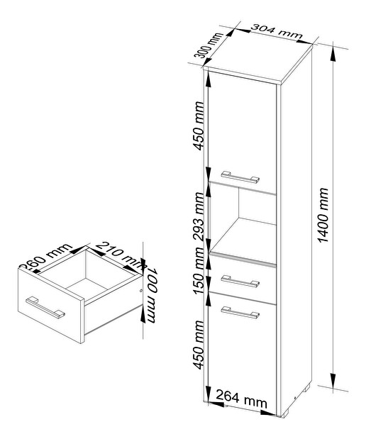Kúpeľňová skrinka Farid TYP3 (dub sonoma + biela)