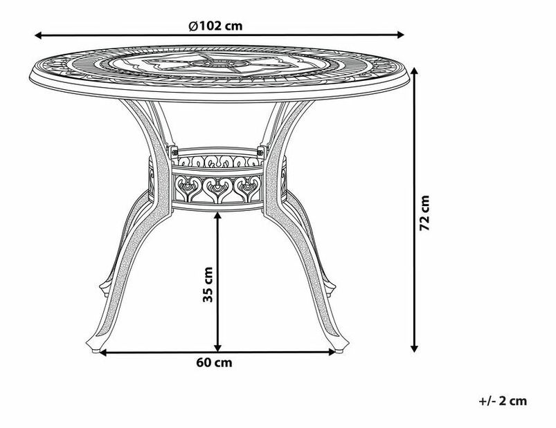 Masă de grădină 102 cm SALIO (MDF) (maro) (pentru 4 persoane)