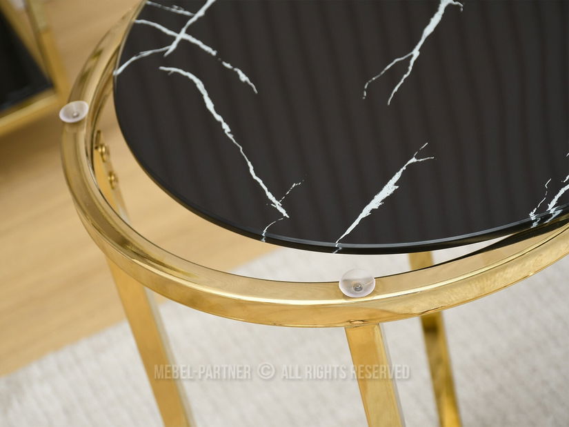 Măsuță de cafea Calvis (marmură neagră + auriu)